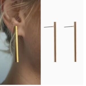 NEW Minimalist 14K Gold Plated Bar Earrings